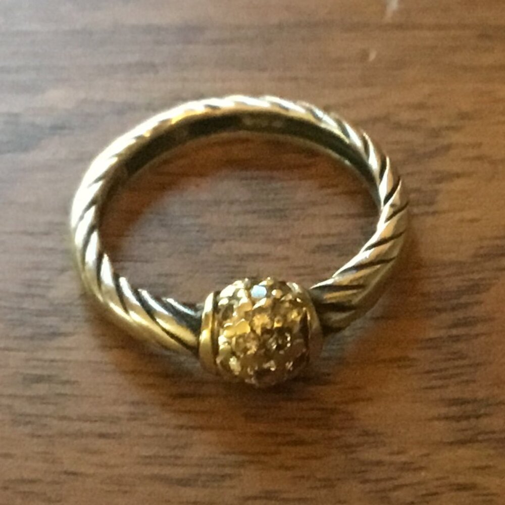 David Yurman silver and gold ring with diamonds